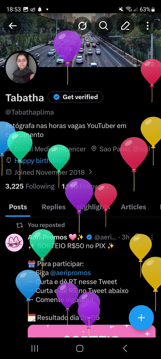 Tabathaplima's tweet photo. Os balõezinhos subindo 🤏🏻
My birthday 🎈🎂 https://t.co/zPPfNo8SQm