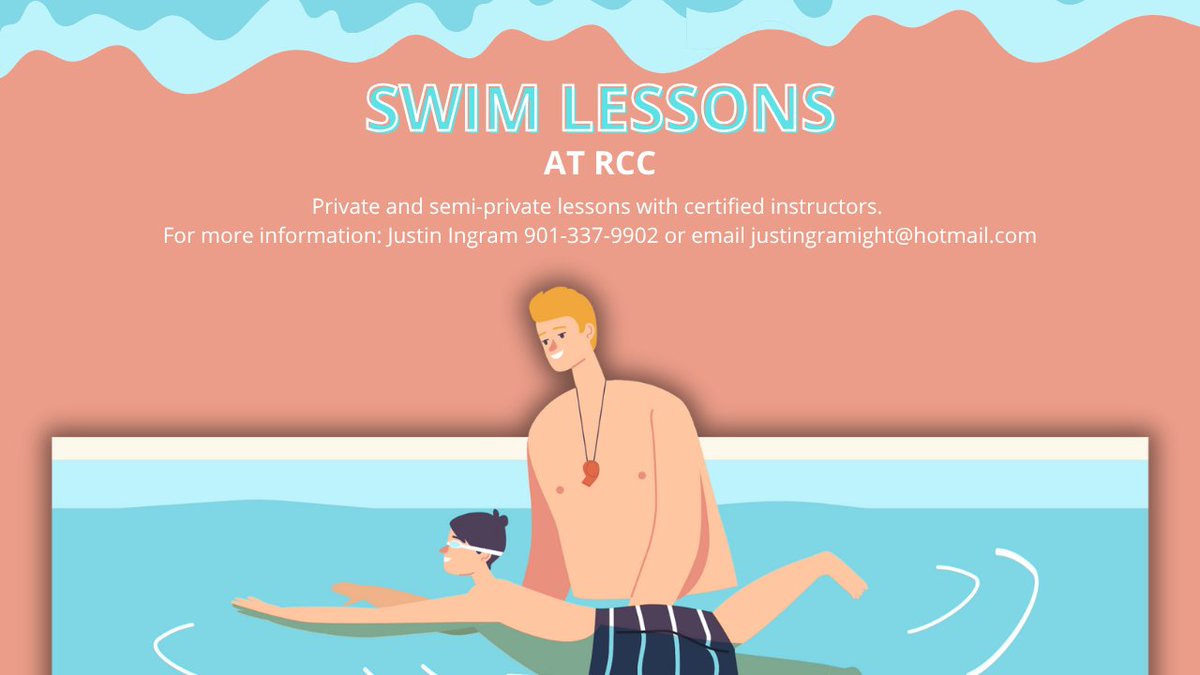 RidgewayCC's tweet photo. Swim Lessons at RCC
Private and semi-private lessons with certified instructors.

For more information: Justin Ingram 901-337-9902 or email justingramight@hotmail.com https://t.co/kZe1SOo1UM