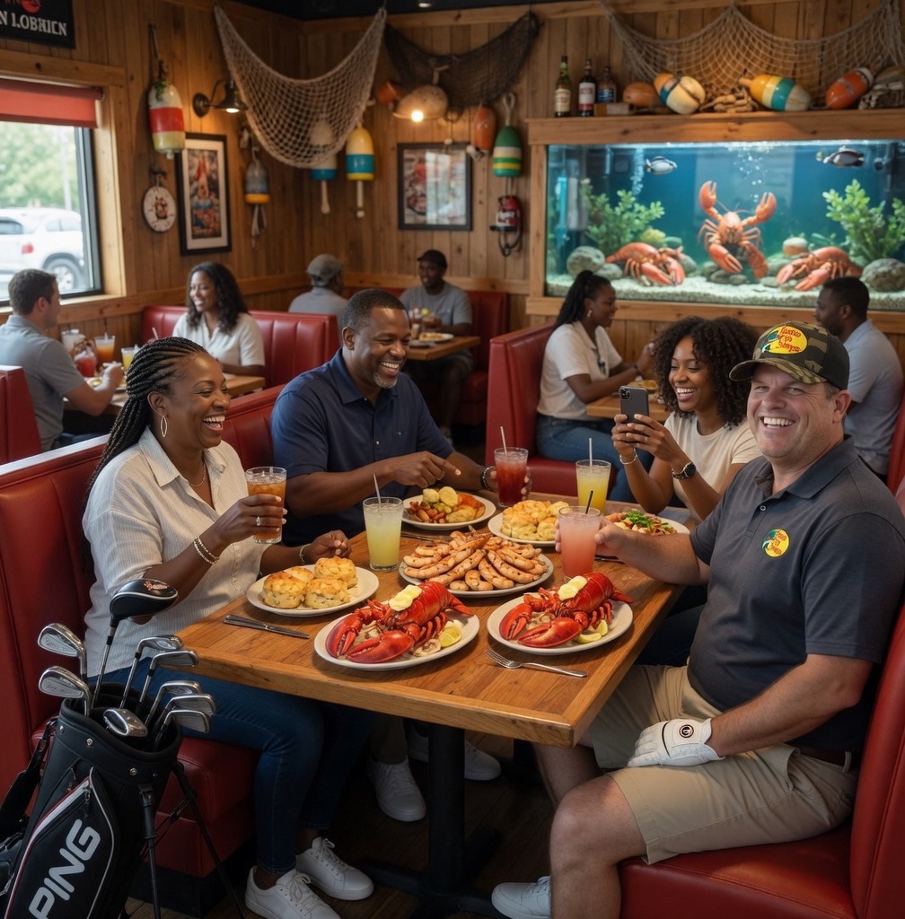 JaredDenson17's tweet photo. Had a great time at Red Lobster with my African American friends! Don’t worry. I covered the bill. Alpha Males always insist on paying. 

I convinced them all to vote for Trump in 2028! https://t.co/GVGqNrBdHx