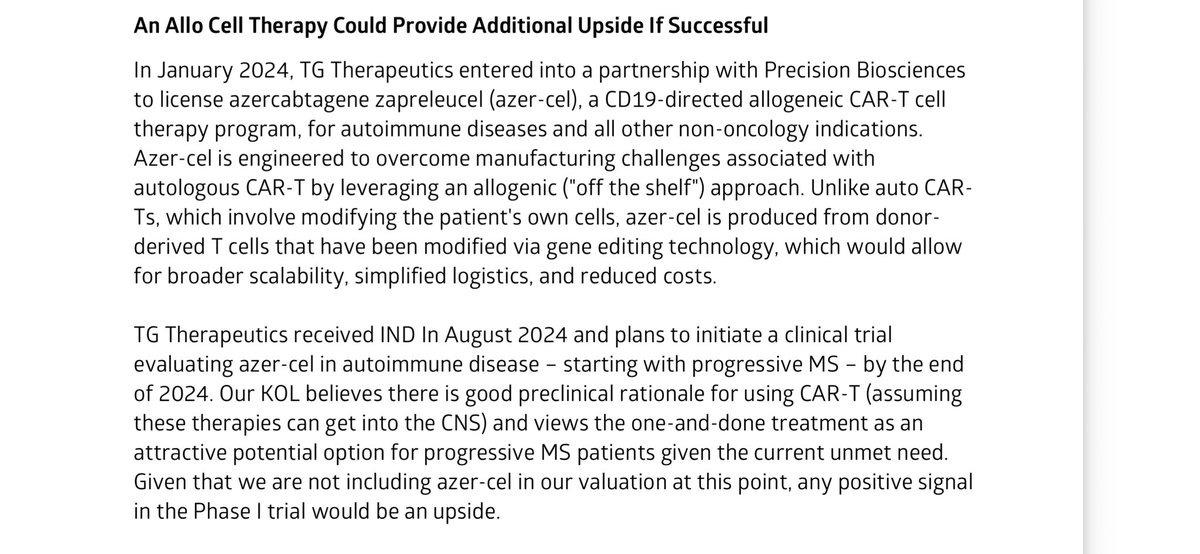 semodough's tweet photo. $TGTX AZER-Cel the upside story coming into view now $DTIL https://t.co/M3iUnoNAfj