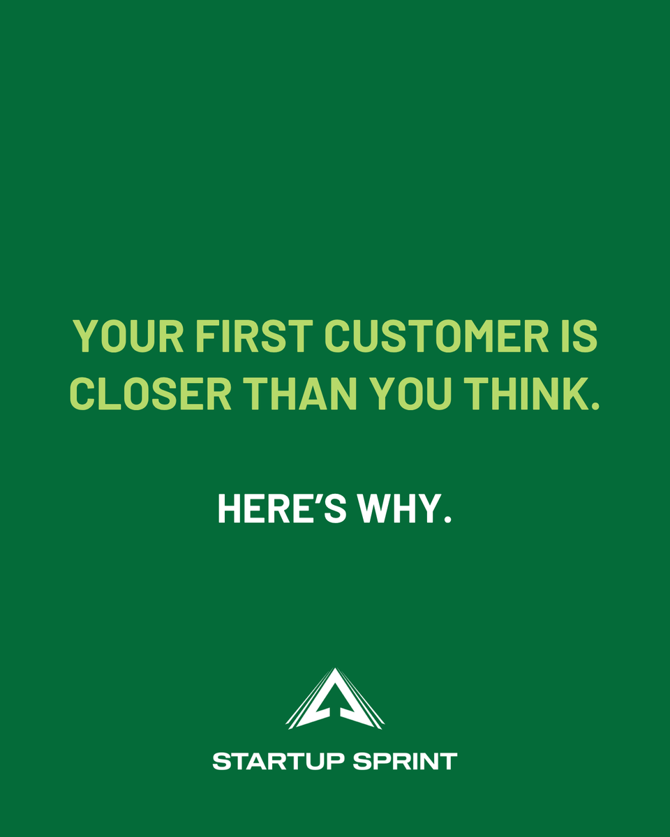 StartupSprintHQ's tweet photo. Your first customer is probably closer than you think. Most businesses don’t start with ads or viral posts. They start with conversations. Your first clients are often already in your network. Before spending on marketing, tell 20 people exactly what you’re building. https://t.co/RswVeeU01E
