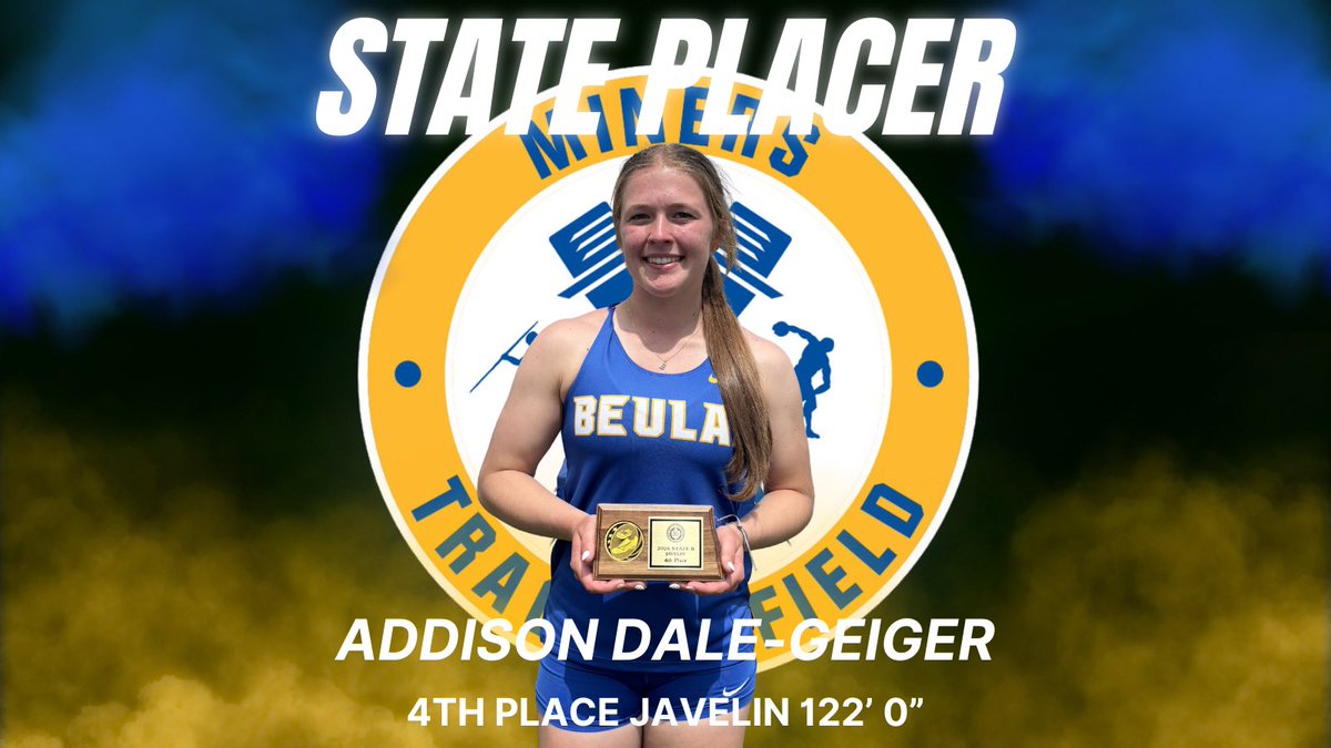 BeulahMinersTF's tweet photo. State Placer!

Addison Dale-Geiger placed in Javelin. Congrats ADG! #Earned https://t.co/NeQiXwcIGI