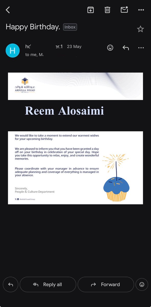 SP_REEMm's tweet photo. احلى ايميل يوصلك وانت اصلا إجازة 🥳🥳 https://t.co/5w93ht7Gj7