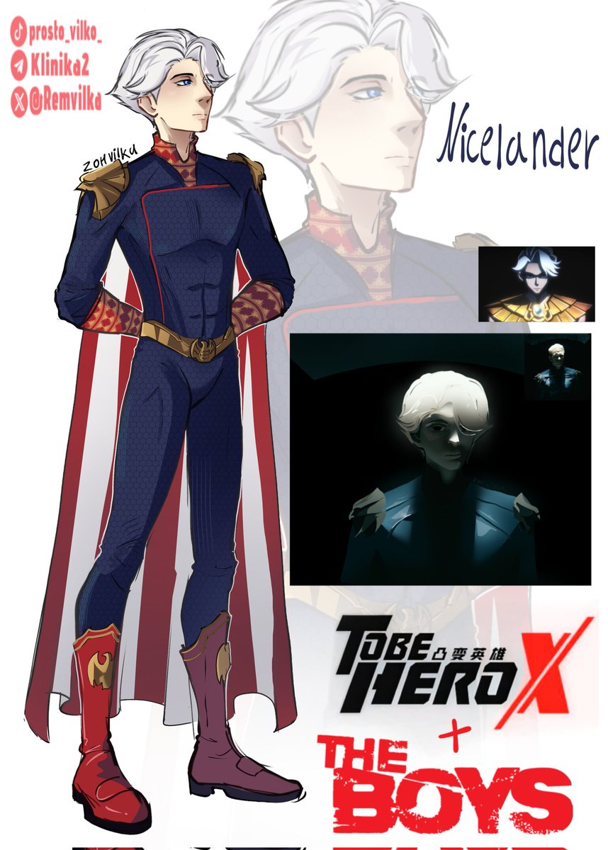 Remvilka's tweet photo. If Nice had been born in America:
If you want, I can draw a whole AU crossover of The Boys and To Be Hero X :p 
#homelander #theboys #NICETBHX #TOBEHEROX #NICE https://t.co/STrWswa0os