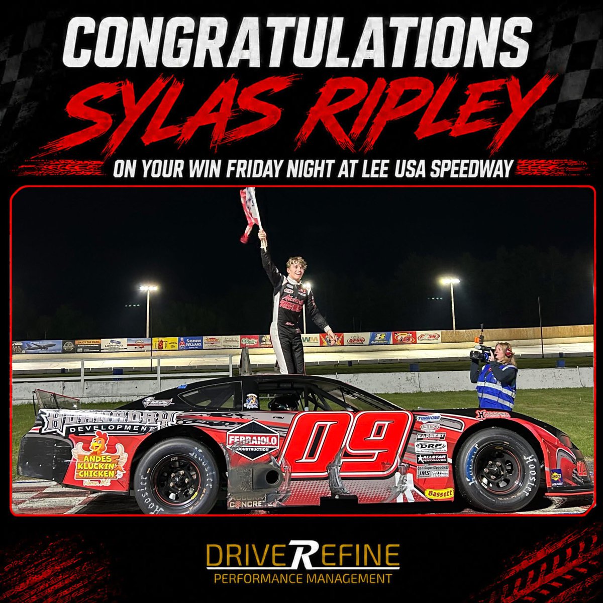 DriveRefine's tweet photo. We want to congratulate our driver, Sylas Ripley, on an amazing win Friday night at Lee USA Speedway.

Full post: https://t.co/0LLTgSwf1Z

#DriveRefine https://t.co/plMotnE5yw