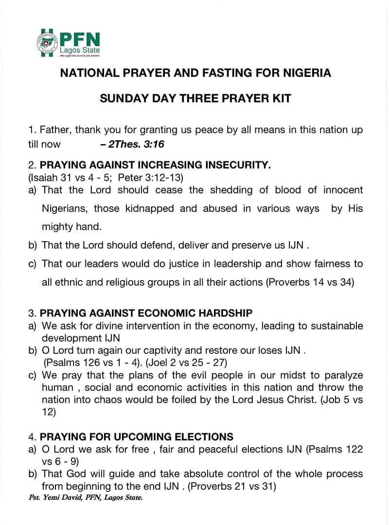 PfnLagoState's tweet photo. This Sunday, churches across Lagos and Nigeria will lift one united sound in intercession for peace, security, justice, and divine intervention.

Take 15 minutes during your service to stand in the gap for our nation.

#NationalCallToPrayer #PFNLagos #yemidavids #LagosChurch https://t.co/N6dTbybFTT