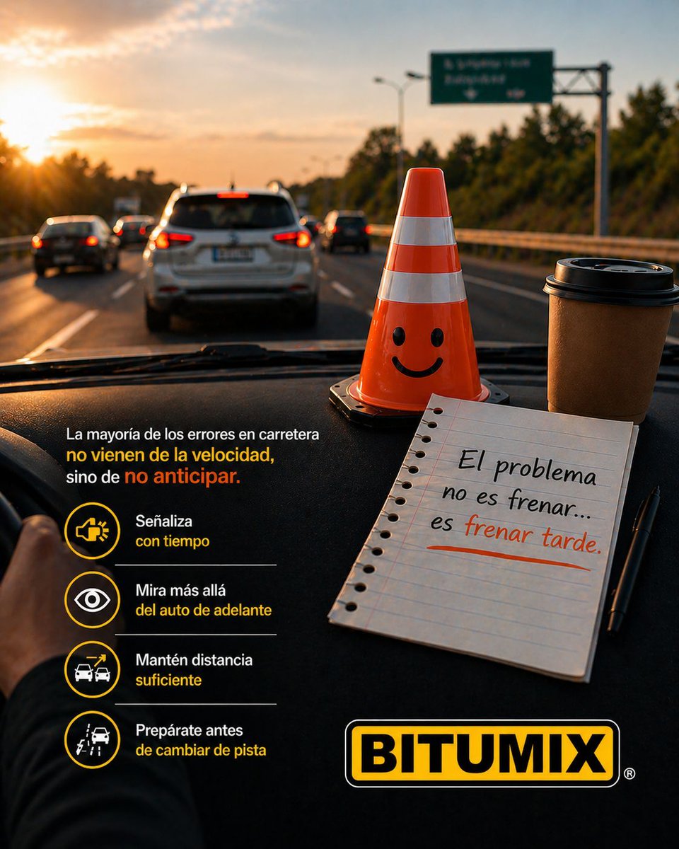 ElConoVial's tweet photo. La mayoría de los errores en carretera no vienen de la velocidad, sino de no anticipar.
• Señaliza con tiempo
• Mira más allá del auto de adelante
• Mantén distancia suficiente

Conducir bien no es reaccionar rápido. Es no tener que reaccionar de golpe.

#AtentoalCono https://t.co/cOm5GBoeAh