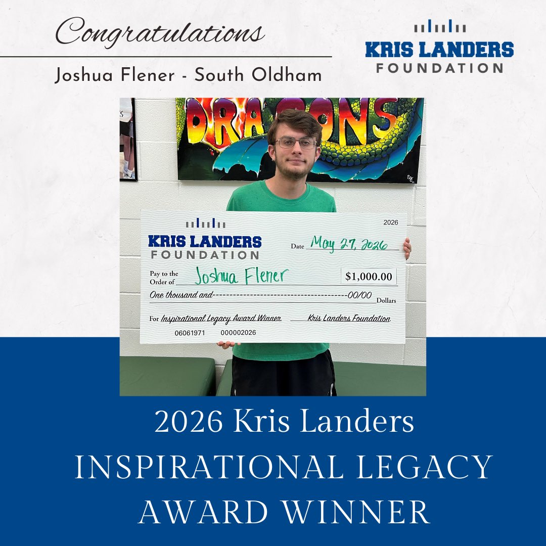 landers_kris's tweet photo. Congratulations to Joshua Flener who is one of the recipient’s of the 2026 Kris Landers Inspirational Legacy Award. https://t.co/r5tfUlByip