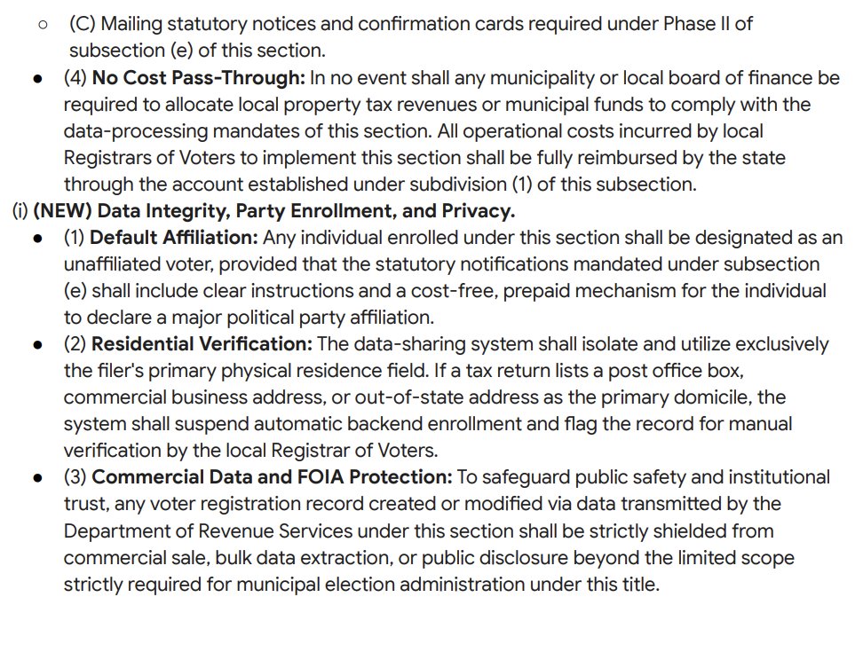 HodsonRiley's tweet photo. True democracy isn’t a partisan math problem. I just drafted a bill to bring near-universal voter registration to CT by safely linking our rolls to the state tax registry on the backend. No new government data, no fines, completely funded. Time to maximize our voices. 🏛️🗳️ https://t.co/aUp0BMI2km