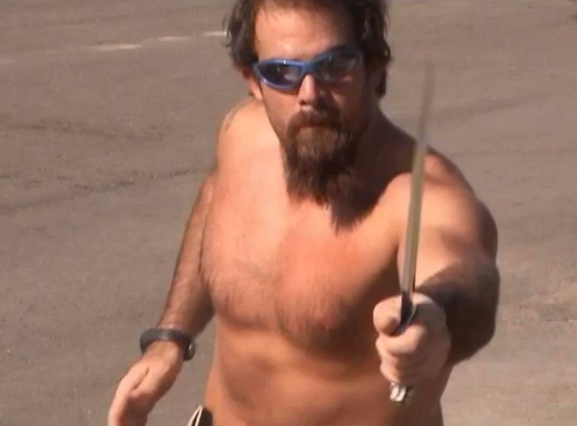 specialopsmag's tweet photo. Delta Force legend Sergeant Major John "Shrek" McPhee wielding swords in Iraq.

For some reason I find this version of the "Sheriff of Baghdad" the most terrifying. https://t.co/z7eO3dO0yY