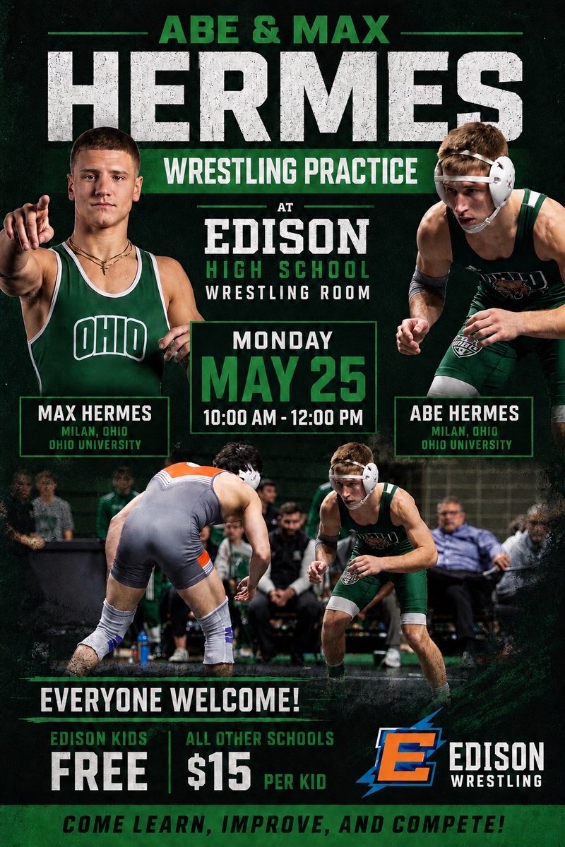 WrestleEdison's tweet photo. Memorial Day practice!
All are welcome! https://t.co/wbPQTgVixN