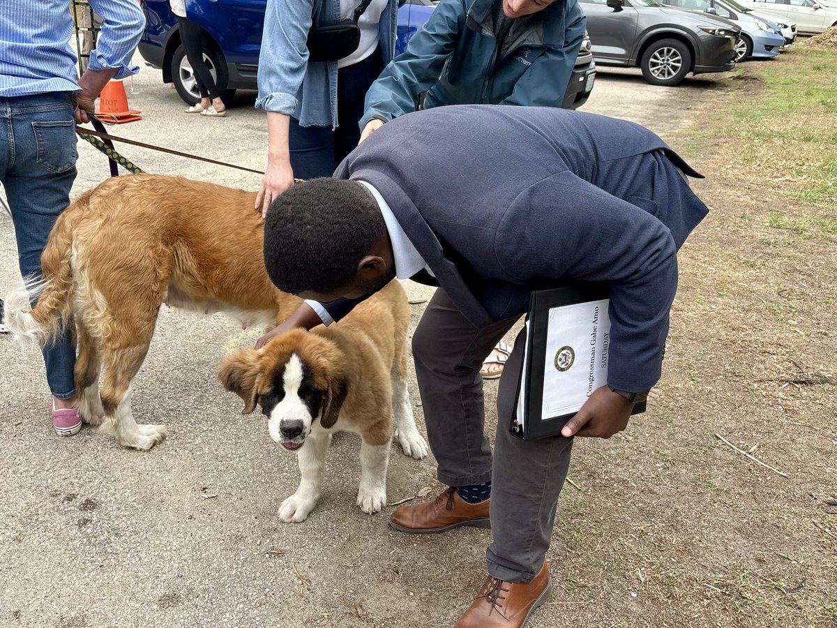 RepGabeAmo's tweet photo. Joined the moving dedication of the Christine Conrad Lane Memorial Dog Park.

Christine, who was tragically lost in the Flight 5342 crash with her son Spencer, loved dogs & volunteered at Rhode Home Rescue.

Thanks to Doug Lane, the Barrington community & volunteers for their work.