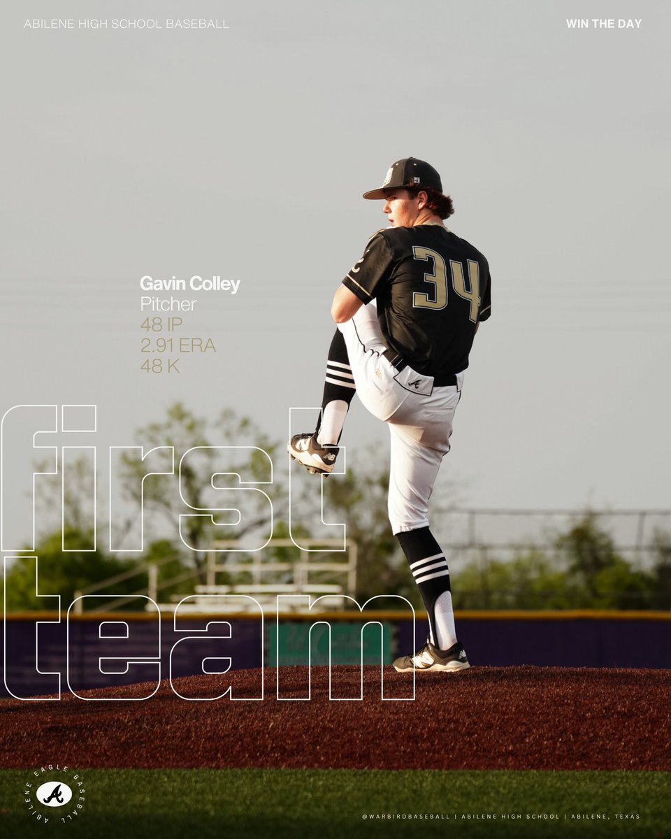 WarbirdBaseball's tweet photo. 2026 District 4-5A

First Team All-District

Gavin Colley | P | 34

#WTD | #EagleBaseball⚾️ https://t.co/CcAxlH4eg4