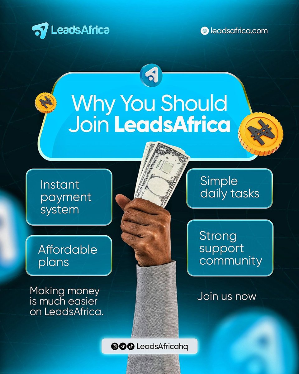 iZEE_global's tweet photo. @it_Rutie LeadsAfrica is bringing you a reliable and more affordable way of making money online. ✨

With as low as 750, 1500, 3000 or N5000 Many are earning big with LeadsAfrica 🎁

It’s either you join us too and make money, or sit back with Excuses. 🔴

https://t.co/Cwup4u9BRx https://t.co/X2DR1uL6MW