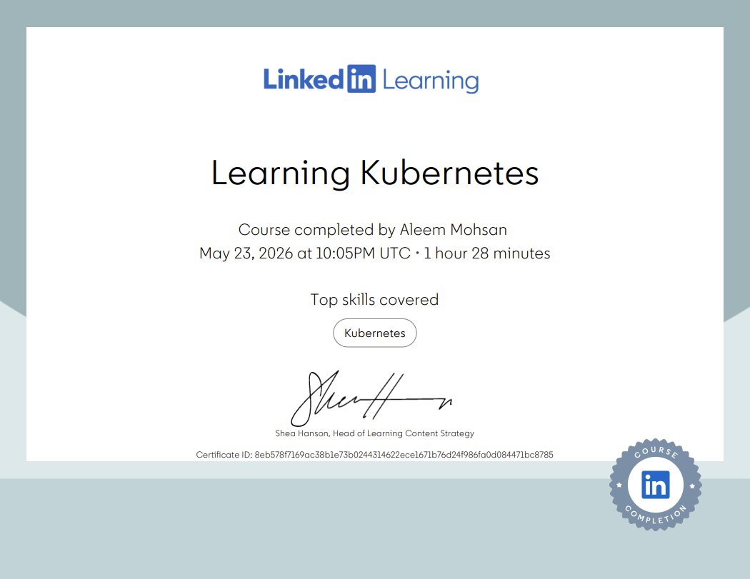 _aleem's tweet photo. Completed the course “Learning Kubernetes” by Kim Schlesinger! Thanks, Kim Schlesinger, for such great, easy-to-hand-on content. Check it out: https://t.co/WZV9QZHd0v #kubernetes #cluster #namespace #api #developer #project #worker #openshift #ericsson #sweden #stockholm https://t.co/5E2kUY9Ky2