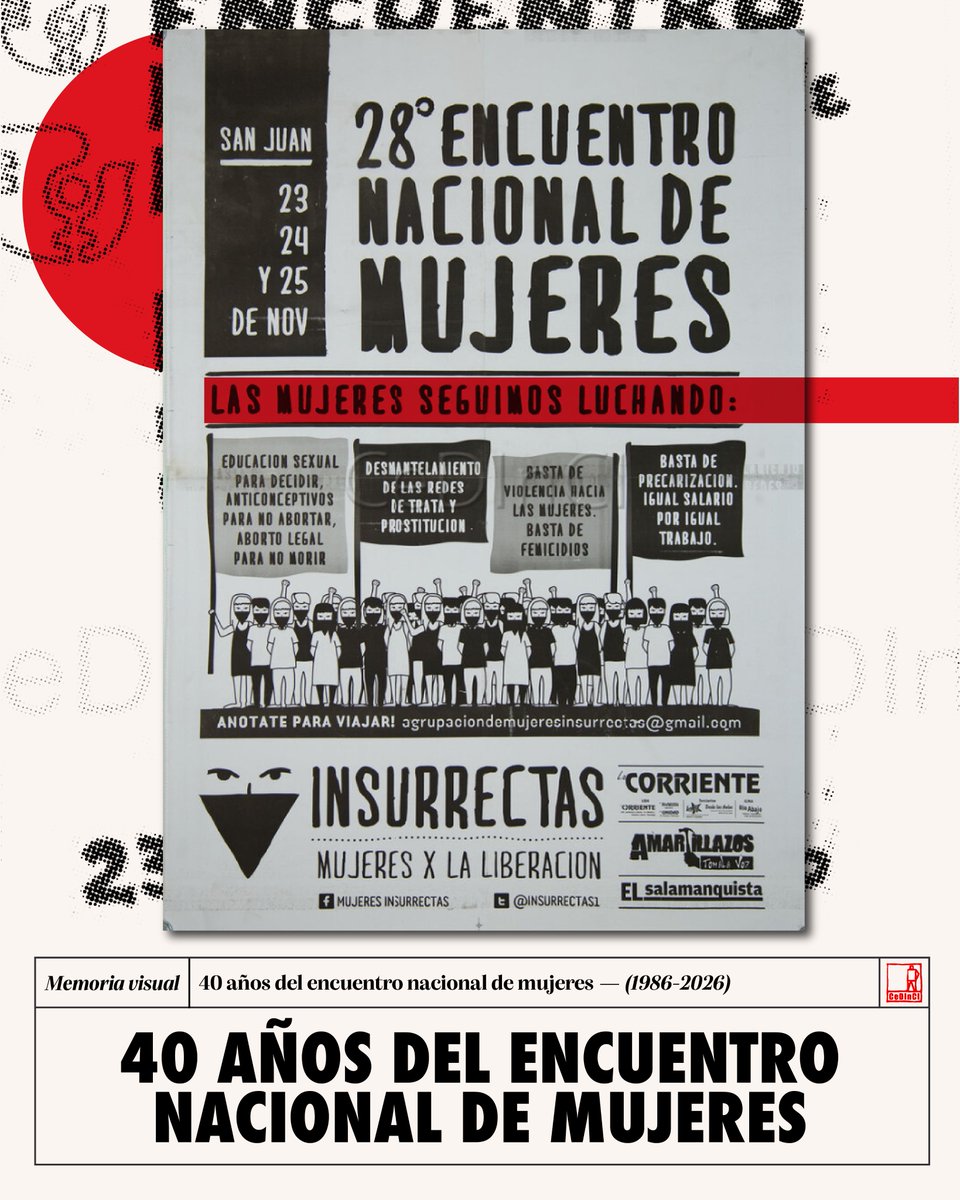 CeDInCI's tweet photo. ¡Se cumplen 40 años del primer Encuentro Nacional de Mujeres!

En 1986, en el marco de una creciente agenda feminista, se llevó a cabo en Buenos Aires el primer Encuentro Nacional de Mujeres en Argentina.

En su primer año el ENM contó en su programación con 12 talleres https://t.co/HfCoXF0bUT