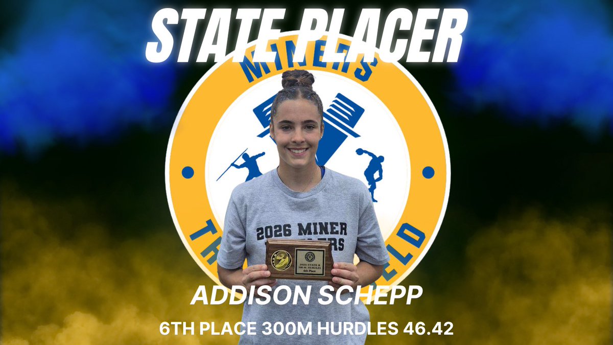 BeulahMinersTF's tweet photo. State Placer!

Addison Schepp had an early start to the day with placing in the Triple Jump and 300m Hurdles. Congrats Addi. #Earned https://t.co/6iKjgwFx9n