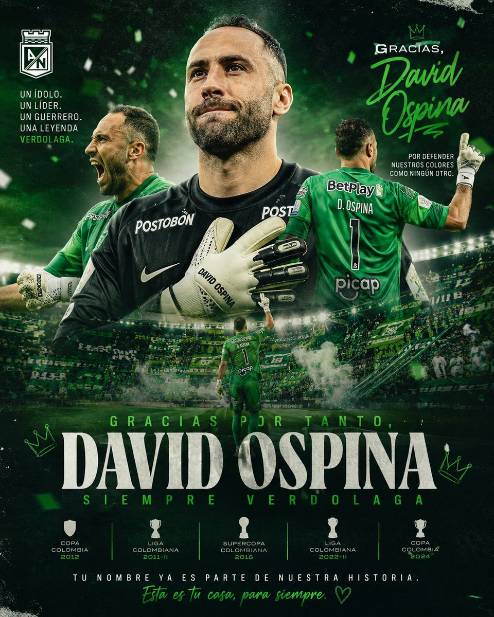 Misael360's tweet photo. Gracias por tanto David Ospina. Grande Atlético Nacional. https://t.co/ByWXqnD1Md