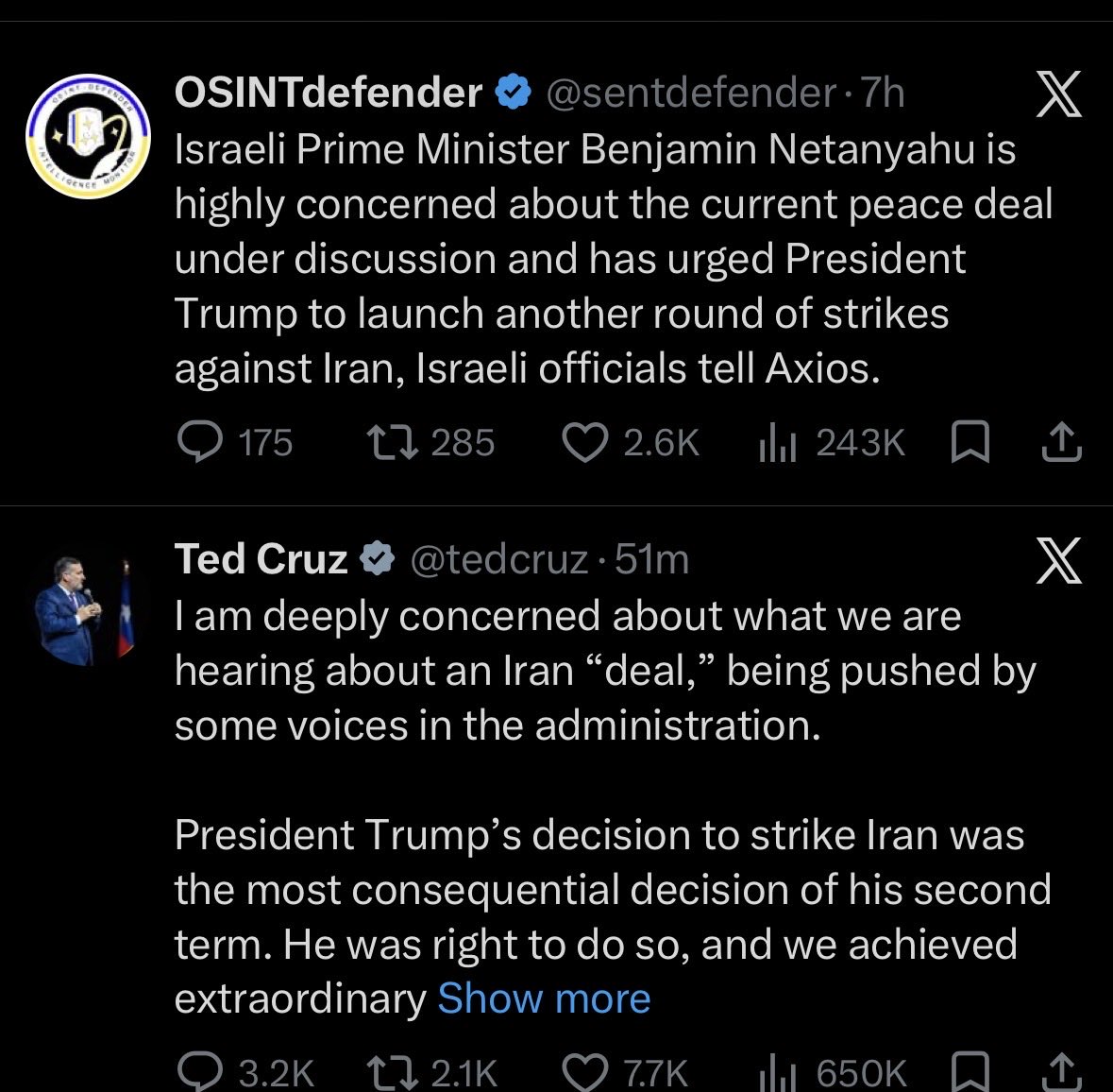 TrickFreee's tweet photo. It appears that @tedcruz shares @netanyahu’s concerns, and not the concerns of Texans. https://t.co/8KXLEFaNhQ