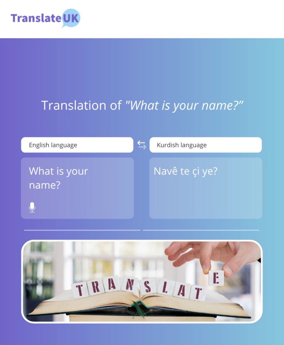 TranslateUK's tweet photo. Did you know how to ask someone’s name in Kurdish? It’s just one of many fascinating phrases that open doors to new cultures.

Need expert translation services? Get in touch with us today and let’s make your message heard loud and clear.

#TranslationServices @StaffordshireCC https://t.co/fG270aJBsY