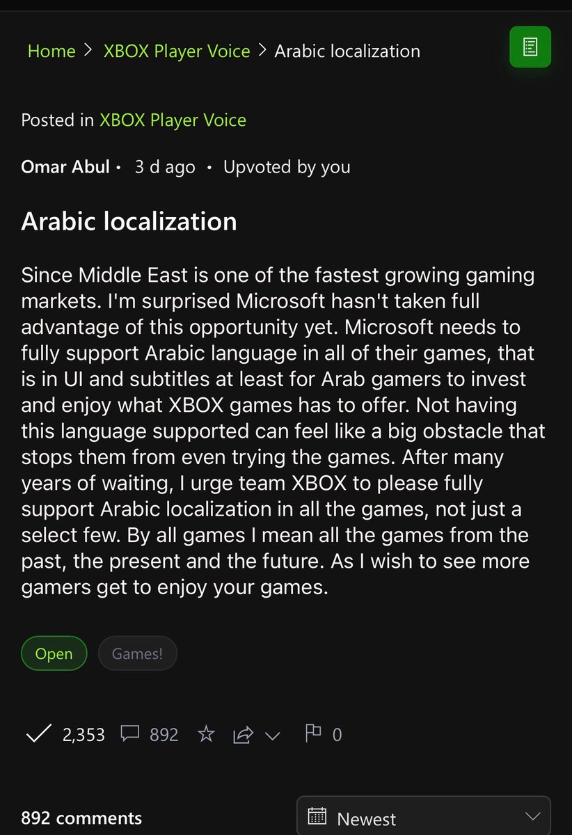 MrKhalidZz's tweet photo. 🚨 للاعبين العرب 

فضلاً منكم سواء كنت لاعب PlayStation أو XBOX أو PC أو Nintendo أو Mobile أدعموا بوست أخونا عمر في موقع "صوت اللاعبين" عندنا فرصة ذهبية في تحقيق دعم التعريب وعدم تهميش المنطقة العربية كخطوة أولى و أكثر.

1️⃣ ادخل الموقع.
2️⃣ بتحصل بوست @Omar_Abul في صفحة 2 أو 3.
3️⃣ اضغط سهم فوق ⬆️

شكراً لكم على وقتكم 🗿🤝🗿🤍

🔗 رابط التصويت: https://t.co/sFRUKcYC3W