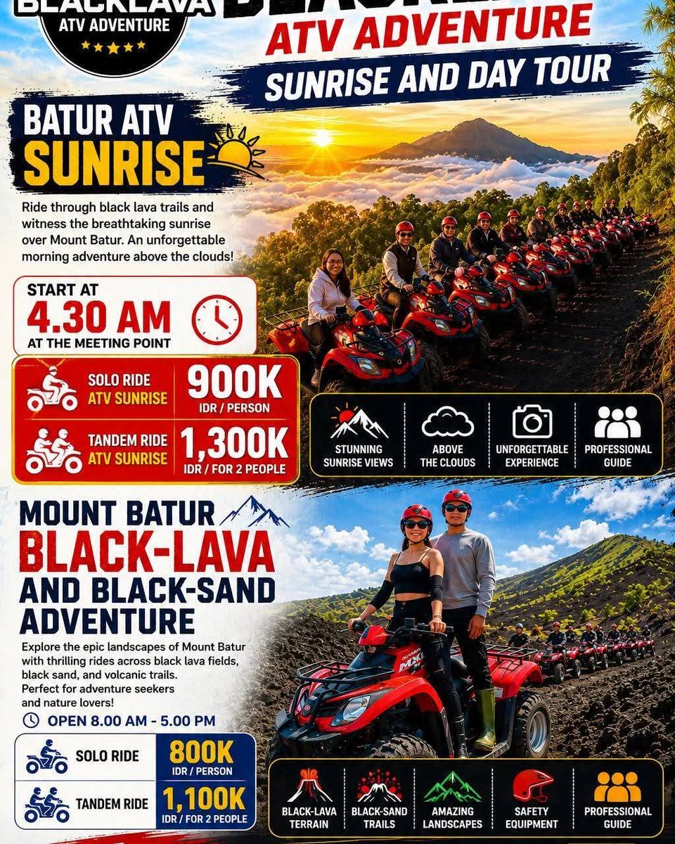 puniadi's tweet photo. Batur ATV Sunrise
Kalau bosan dengan pendakian atau naik Jeep, bisa coba yang ini gaes https://t.co/pvonZOMK9q