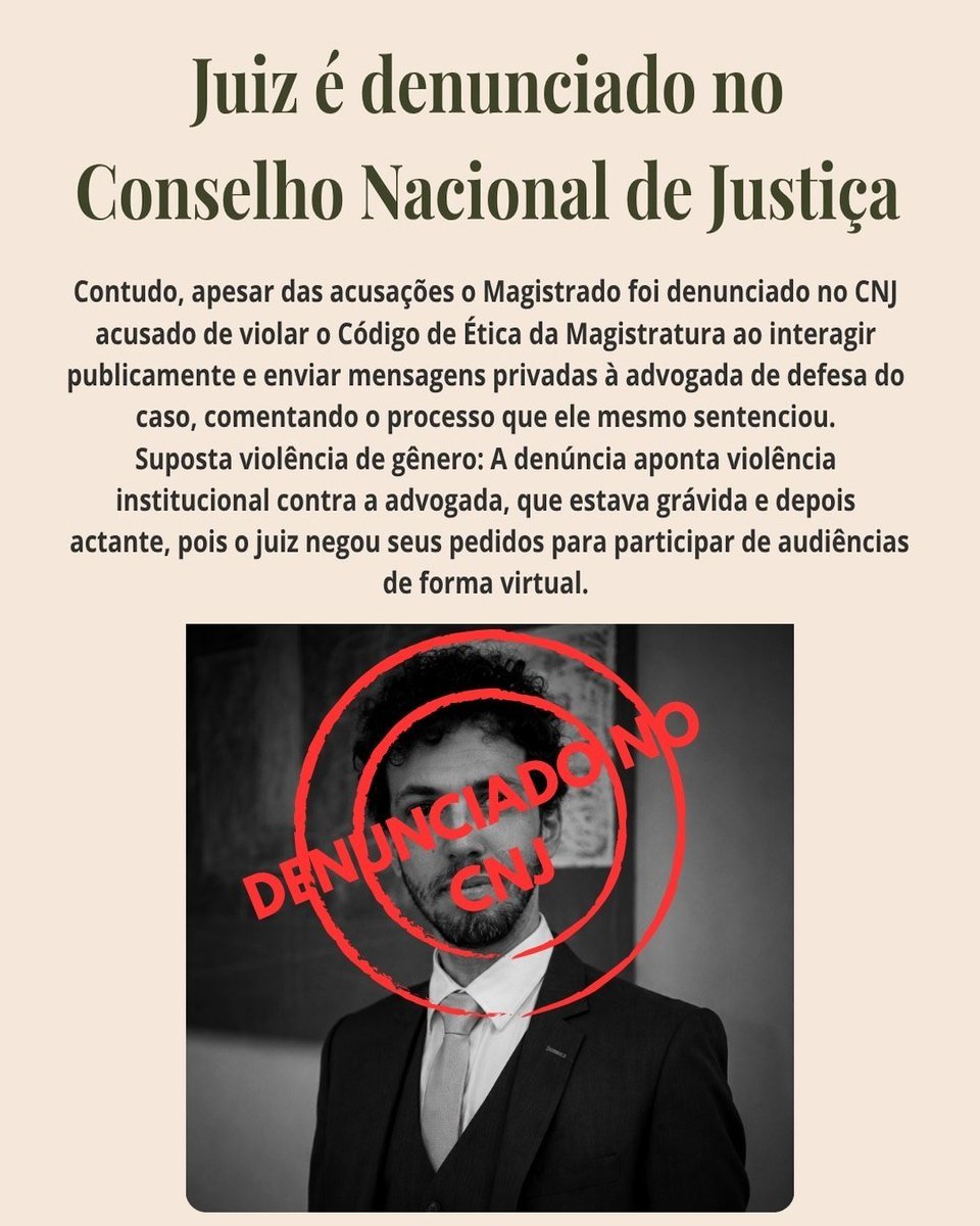 BrazilenDireita's tweet photo. ABSURDO GRAVÍSSIMO!

Juiz militante?
Denunciado por violência institucional contra a advogada, que estava grávida e negou todos os seus pedidos para participar de audiência virtual.

Pode isso @CNJ_oficial ??? https://t.co/3wxJlAYGNW