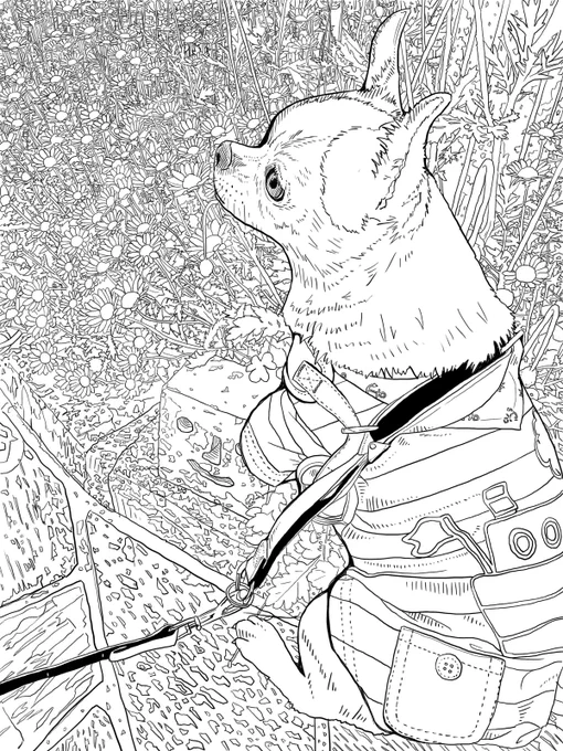 おばあちゃん家の犬
線画できたんだよ 