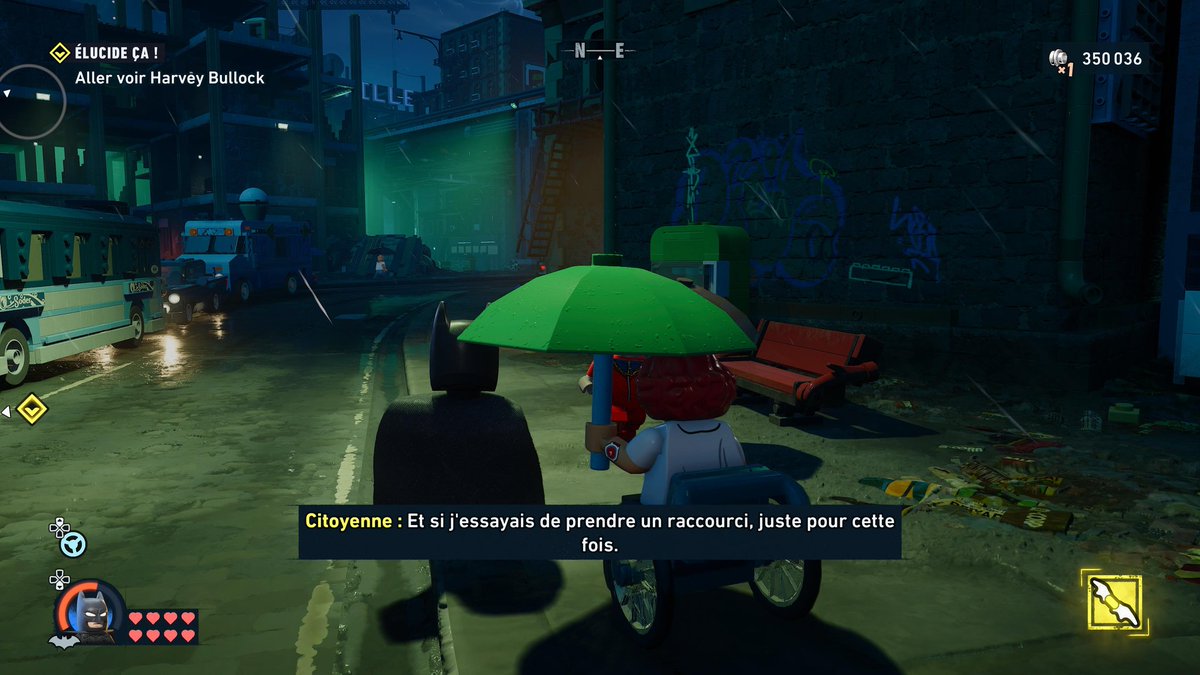 AndyGaming_'s tweet photo. Lego Batman 😯 OK, ouais, je suis bluffée. Franchement, d'avoir pensé à inclure des personnes en fauteuil roulant, je trouve ça génial. Il y a de la diversité parmi les PNJ, c'est un point important à souligner. Il y a tellement de choses à dire. Mon article sur le jeu sera disponible, une fois que j'aurai vu tout ce que le jeu a à m'offrir.