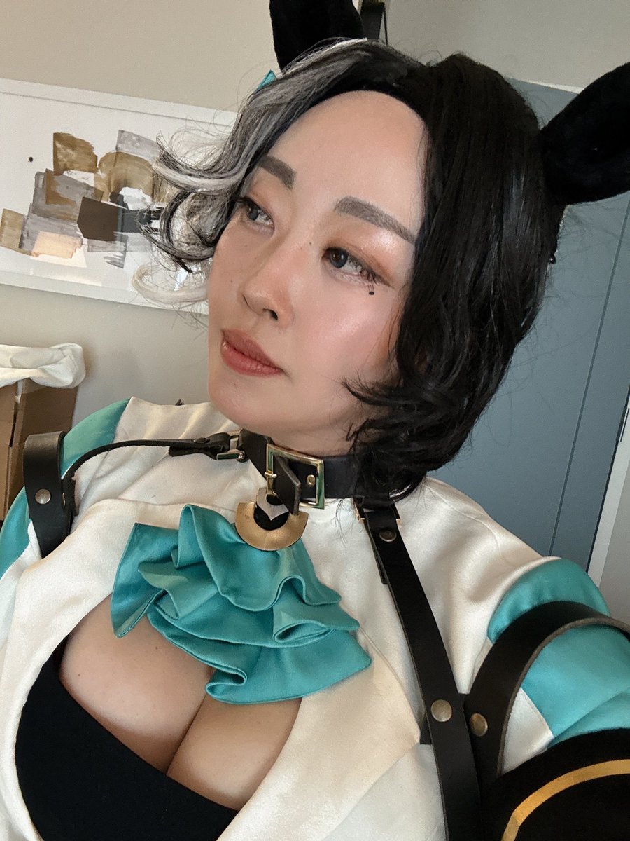 junglespocket's tweet photo. I wore my Mejiro Ramonu cosplay at AN today! Terrible weather so no good photos but I’m proud of how it turned out. I’ll be making improvements!! Thank you to everyone who took photos and complimented me! The uma shoot was so fun. 🐎 https://t.co/p3wXhgV3nq