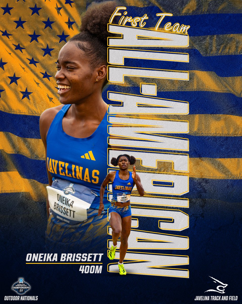 JavelinaTFXC's tweet photo. THAT’S A SIX-TIME ALL-AMERICAN

Oneika earns the first individual outdoor All-American honors of her career!!

#LosHogs X #JALISCO https://t.co/Agep8prUfL