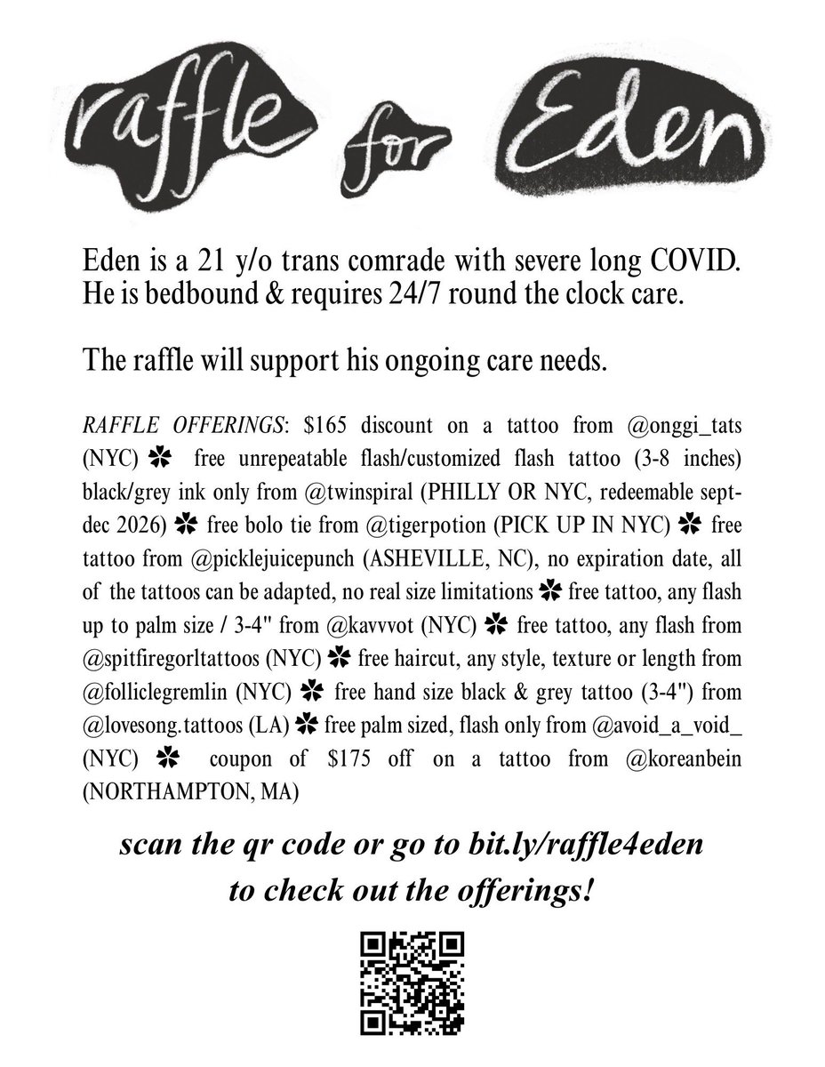 MASKattheOpera's tweet photo. sharing this raffle thats going to support a dear friend of mine who is severely ill with long covid. there are a lot of beautiful prizes including tattoos, a haircut, and jewelry, which u can look at here: https://t.co/VXNNUE0XoI !

if you would like to just d0n@te directly https://t.co/O6UPicMI1M