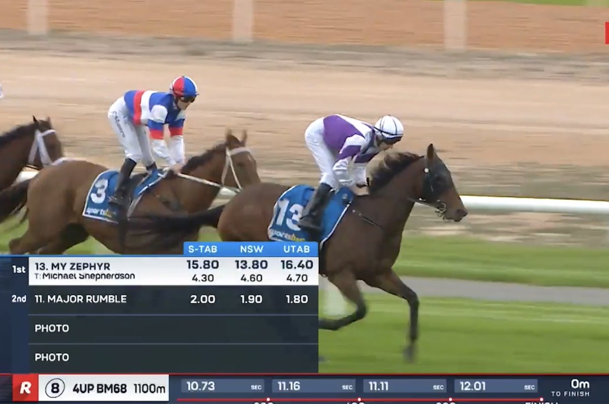 Shepmick's tweet photo. MY ZEPHYR dominant display at Murray Bridge

Thanks to team Koch for looking after this girl between runs from their outstanding facility in Strathalbyn
Congratulations to her loyal owners our great little team at Geelong and a peach from Todd Pannell

Get the chalk out Kate https://t.co/Lou9yMGGfU