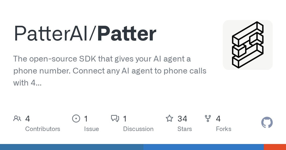 frank__rosh's tweet photo. Call +1 (920) 7-PATTER.

Hear an AI phone agent answer in 412 ms.

Open-source SDK. MIT licensed.