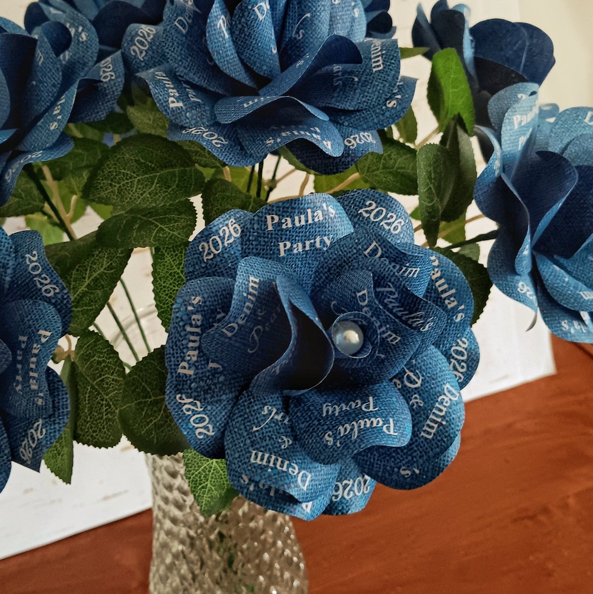 CraigGoedecke's tweet photo. I wonder what Paula is celebrating at her Denim &amp; Pearls party. I usually make these for birthdays, but there was no mention of a birthday. Now, I'm curious.
https://t.co/kov2QE4iYL
#denimandpearls #birthdaydecor #Personalized #Decorations #partydecor https://t.co/RkwQCZcYpB