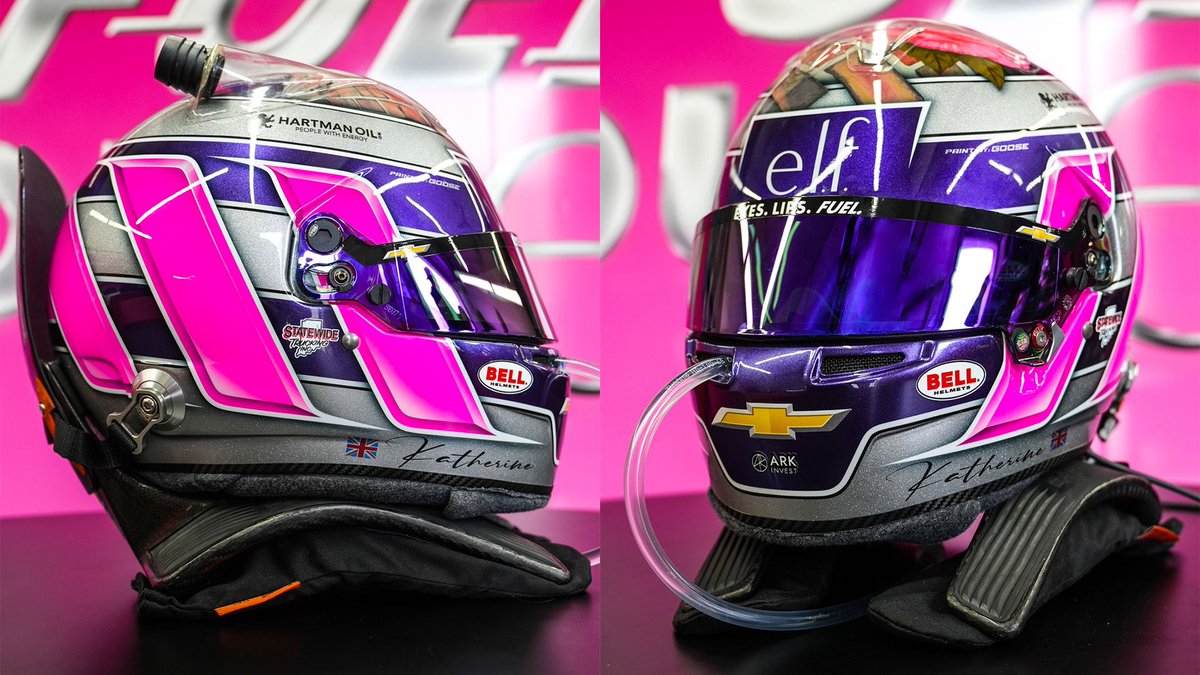 BellRacingHQ's tweet photo. Ready to go 1,100 miles. Katherine Legge is set to take on “The Double,” racing in both the Indianapolis 500 and the Coca-Cola 600 in custom Bell Racing helmets built for each stage of the day. https://t.co/TiS2osHIxg