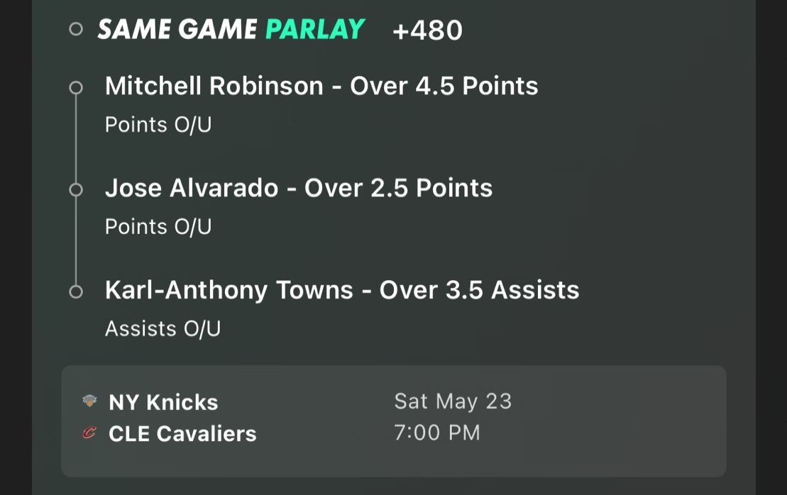 Plus1600's tweet photo. Knicks Parlay https://t.co/G2EYUx9eMo
