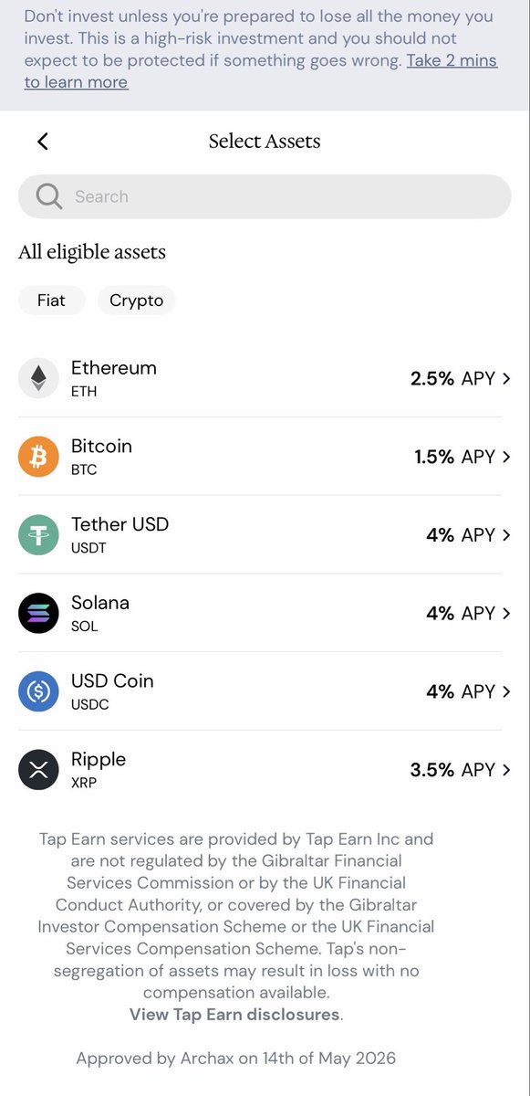 Yan6timesProd's tweet photo. @Tap_Fintech You advertise earn upto 7%. None of the assets available offer 7%??? https://t.co/6jqDDF5ANl