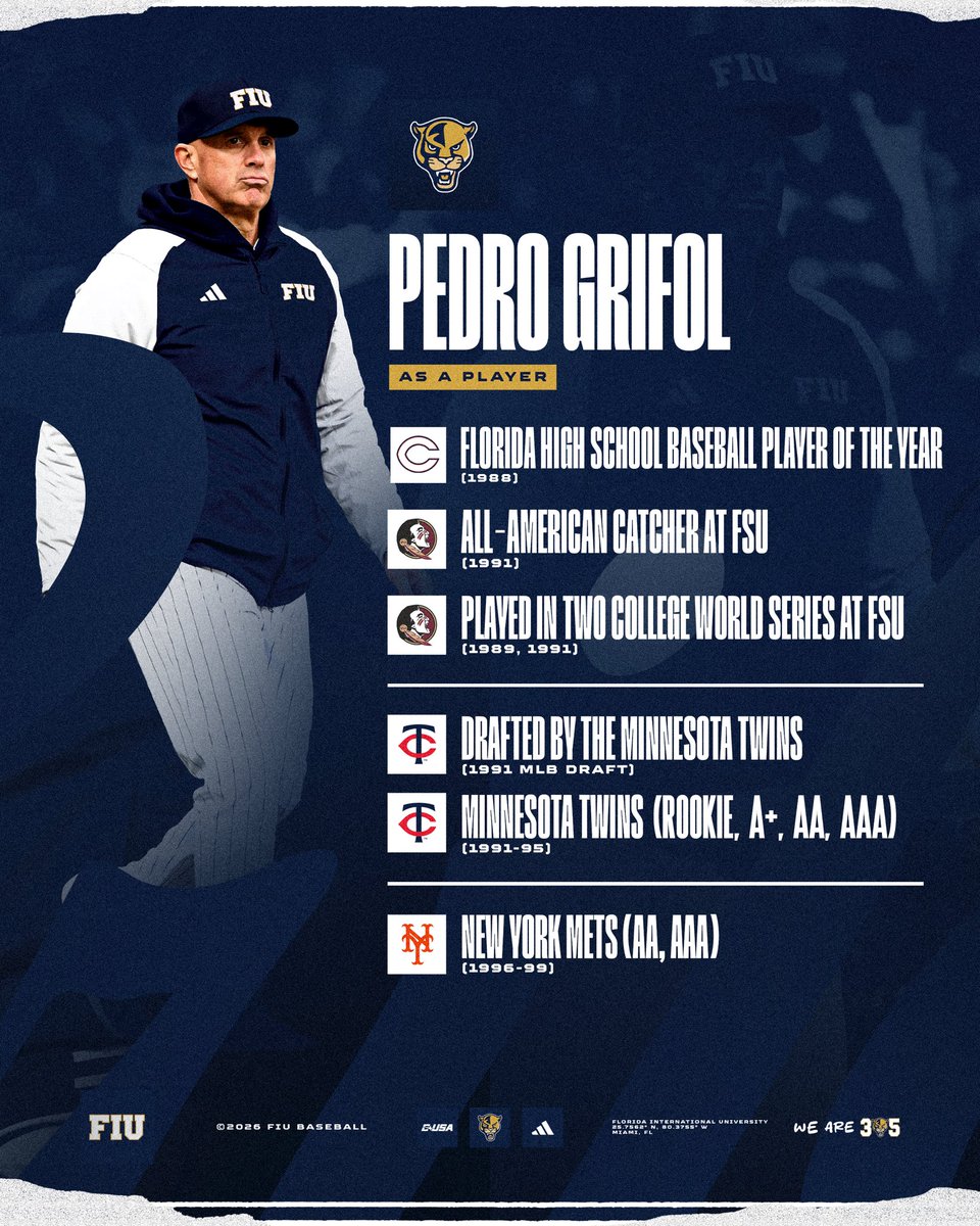 FIUBaseball's tweet photo. The Florida HS Baseball Player of the Year in 1988 with @ColumbusHS_Mia 🔥

Head Coach Pedro Grifol was a ⭐️ player! https://t.co/iwjmBT4NCQ
