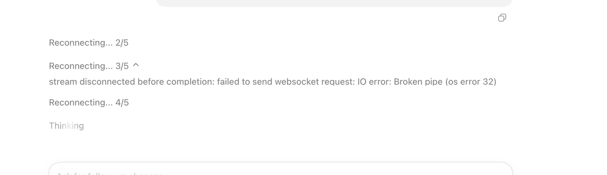 EdDaneshi's tweet photo. @thsottiaux I am still getting these errors so often and there is no fix to it yet. 
This has been a huge time drain trying to get things sorted and rearrange my schedule. I appreciate the token resets, but they don’t give me that time back. Could you please help fix this issue? https://t.co/zyDPiKDMys