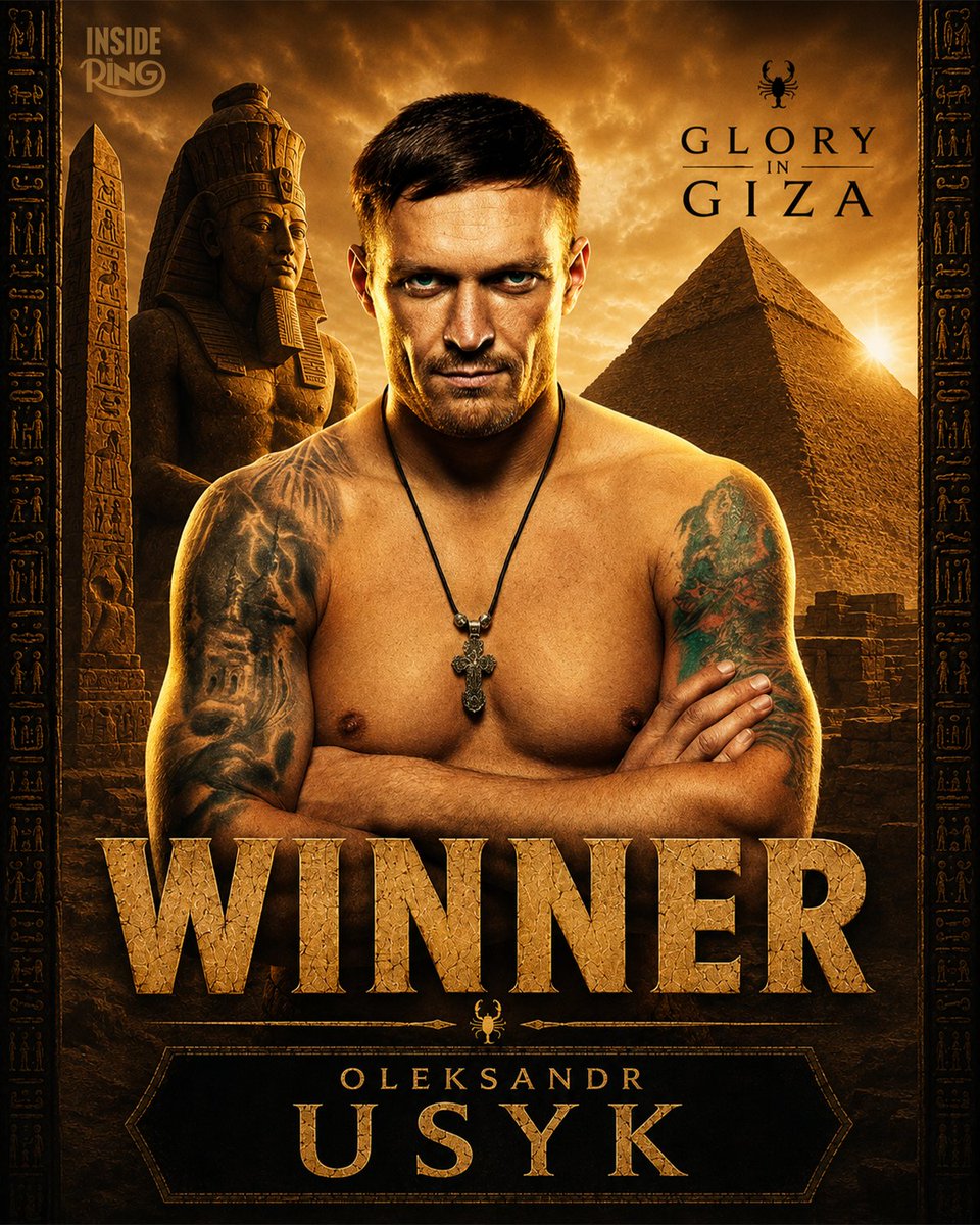InsideRingShow's tweet photo. The king leaves Giza victorious 👑

Oleksandr Usyk handles business once again, defeating Rico Verhoeven 🥊 https://t.co/uFIspN4jg2