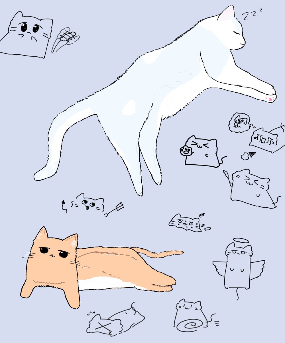 ネコいっぱい描いてたら1日終わっちゃった🐈