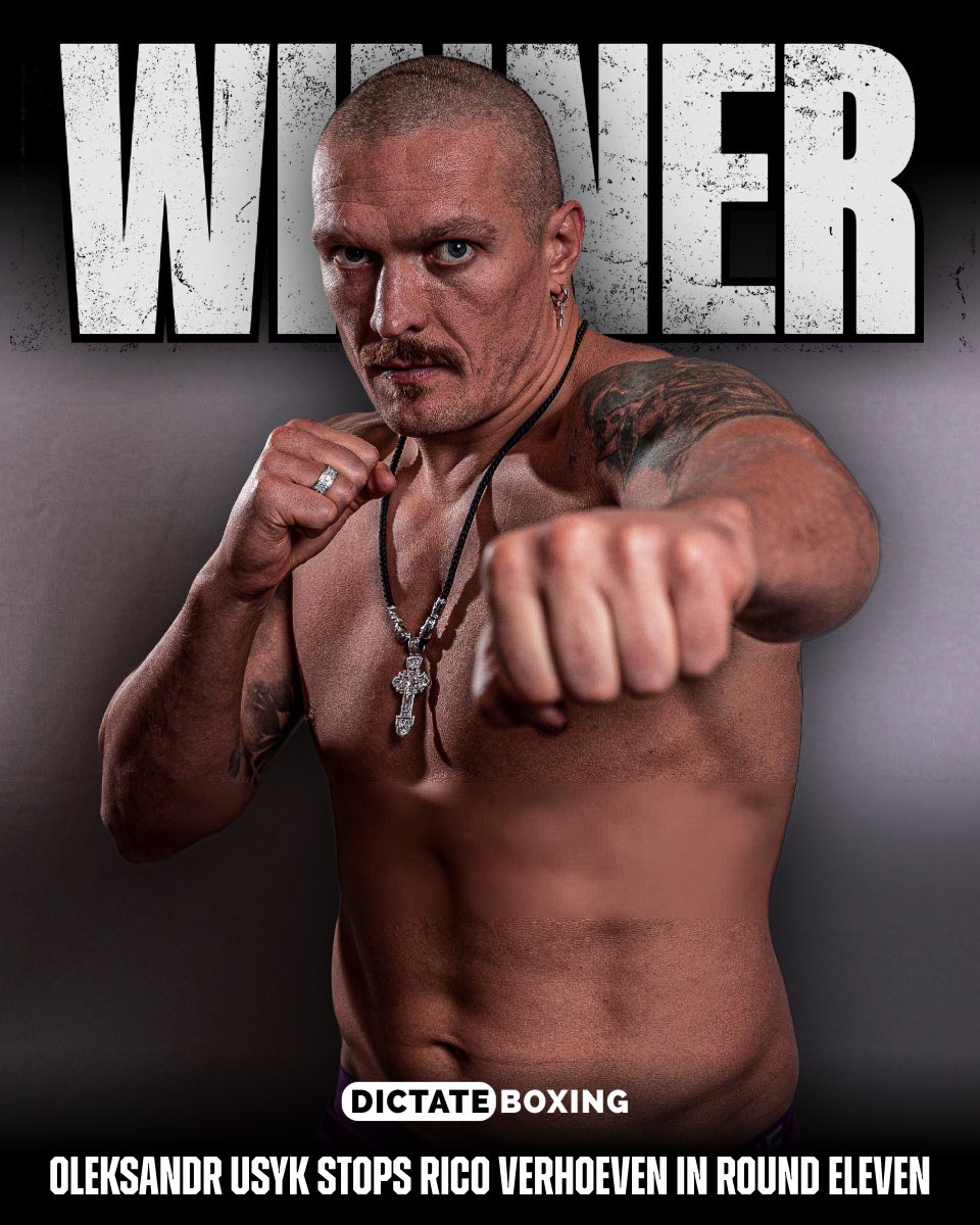 dictateboxing's tweet photo. 🚨 Oleksandr Usyk STOPS Rico Verhoeven in round eleven. 

Thoughts on the stoppage? 

#UsykRico https://t.co/NkPIp2Y2wn