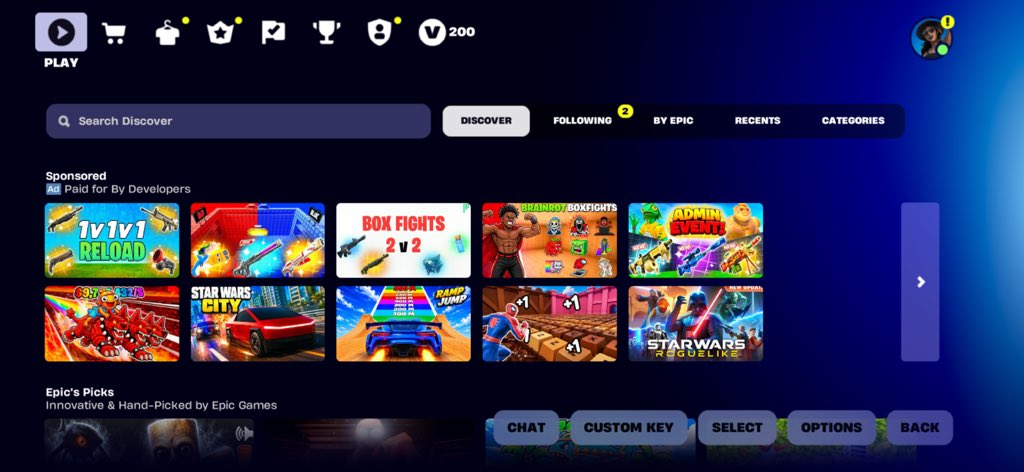 yousseftw5's tweet photo. Last 2 maps in sponsored row are not visible on IOS @FortniteStatus @FNCreate https://t.co/7MHip4awtw