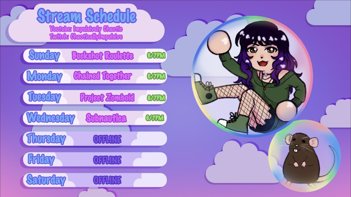 ImpulsiveChaoss's tweet photo. A stream schedule? https://t.co/DZ7dXJKRCD