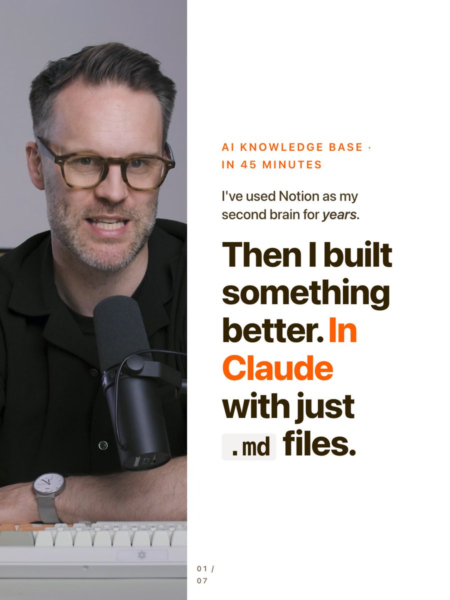 bettercreating's tweet photo. I just built a self-improving knowledge base or second brain with @claudeai using just 3 folders and 1 file. Here’s how to do it…  

I've always used Notion (i’m not dropping that -  But lately, I've been playing with this and it’s awesome…

🧵 ↓ https://t.co/EbO0883iig