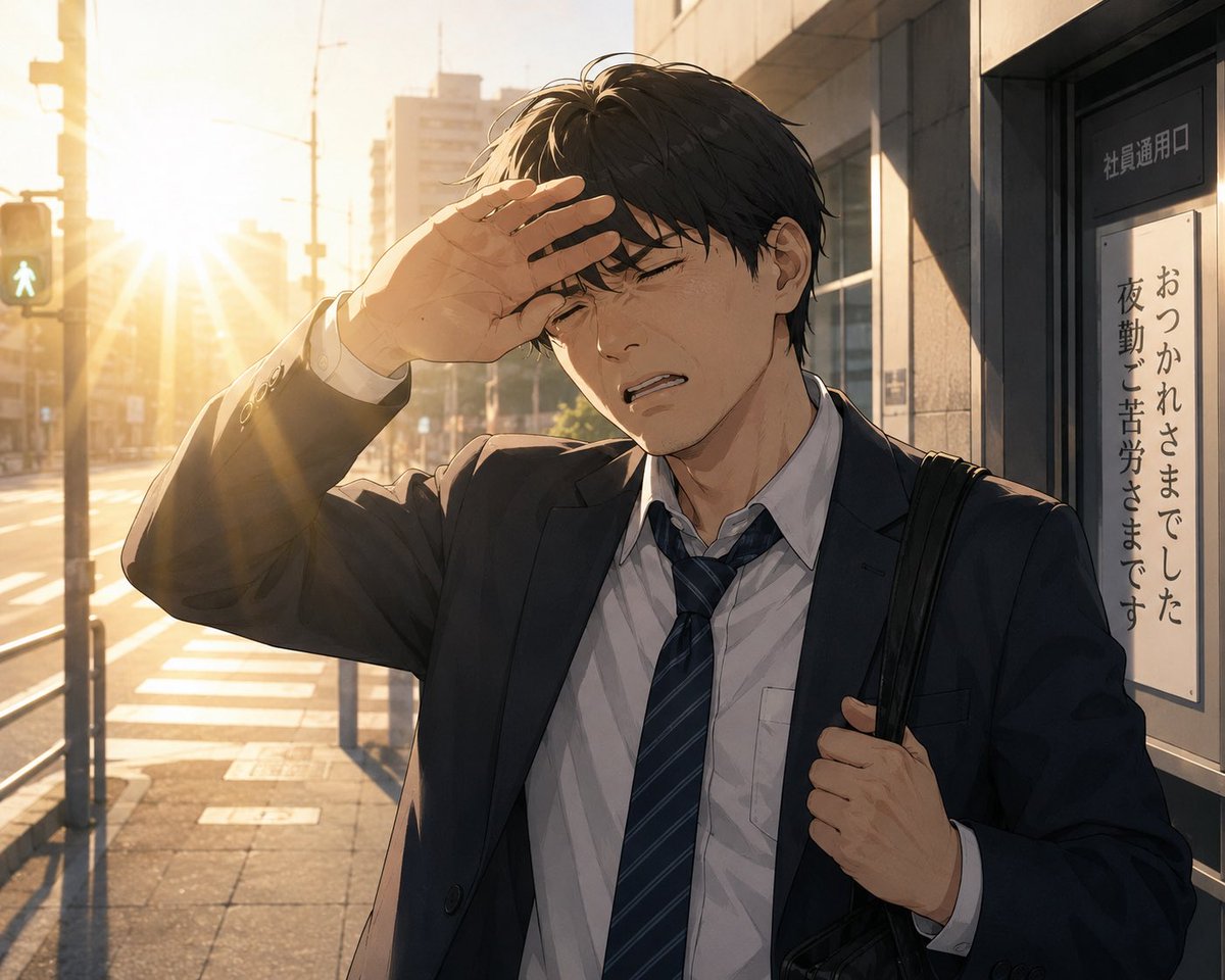 die0728's tweet photo. 【夜勤あるある】

・夜勤帰りの朝日が通常の100倍眩しい☀️

おはようございますおつかれさま俺 https://t.co/ePlGi02zeQ