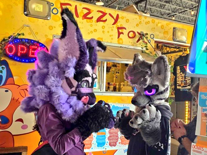 Nathanfoxhusky's tweet photo. Just two furries on a mission for some Fizzy Fox sodas. https://t.co/9zoIPderBk