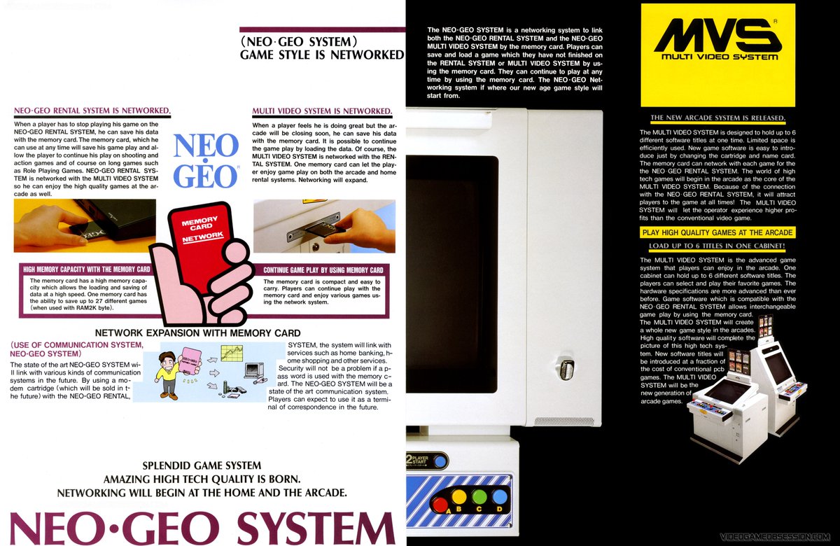 matthewhenzel's tweet photo. I'll be working through posting my older 1990-1991 SNK USA flyer scans, starting with this "Players Are Hooked" (pre-AES!). This shows the NG as both, MVS and Rental Systems! 
[6 pages*] Resolution: 4000 x 2600 MAX MEGA 
*6 pages merged to 3 images.
#SNK #NeoGeo #FlyerScans #VGO https://t.co/qMTZDUkh4s
