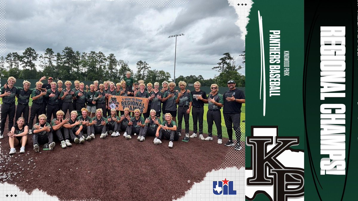 KPARKBaseball1's tweet photo. 🚨 REGIONAL CHAMPS! 🚨 

Panthers drop game 1 but answer back with game 2 and 3 wins!

Next up is Sharyland HS in the STATE SEMI-FINALS! 
#roadtoroundrock
#WeAreKPark https://t.co/3B4rd9aYg8